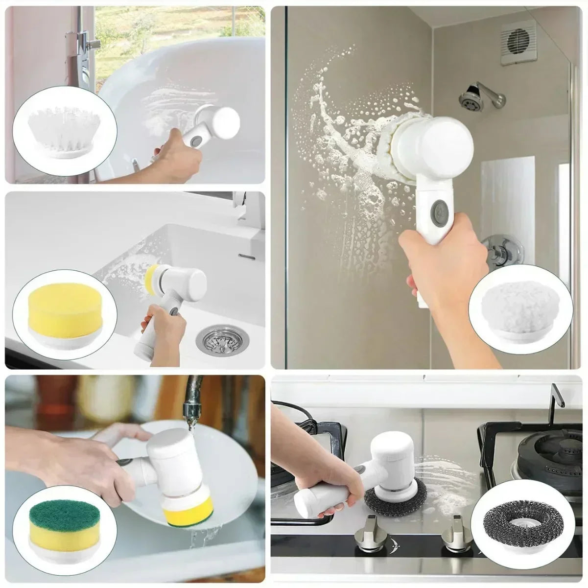 Electric Spin Scrubber β Power Cleaning Brush with 5 Replaceable Heads