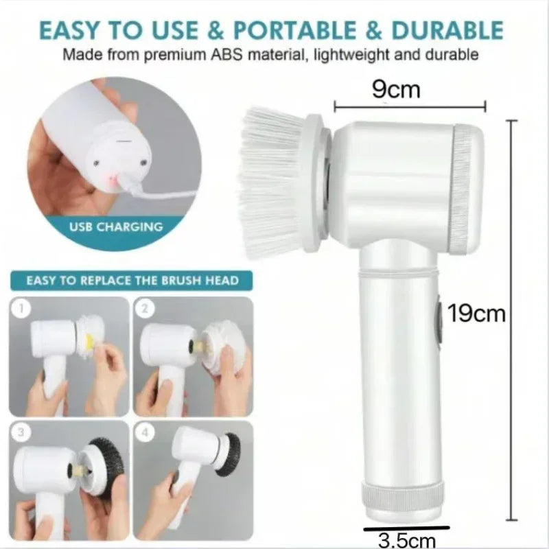Electric Spin Scrubber β Power Cleaning Brush with 5 Replaceable Heads