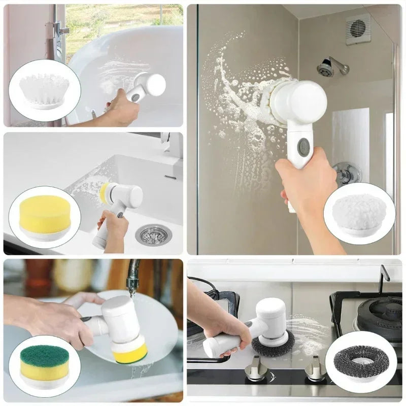 Electric Spin Scrubber β Power Cleaning Brush with 5 Replaceable Heads