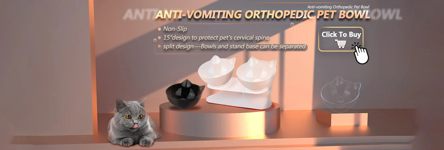 Ergonomic Double Pet Bowl Set β Non-Slip, Raised Stand for Dogs & Cats