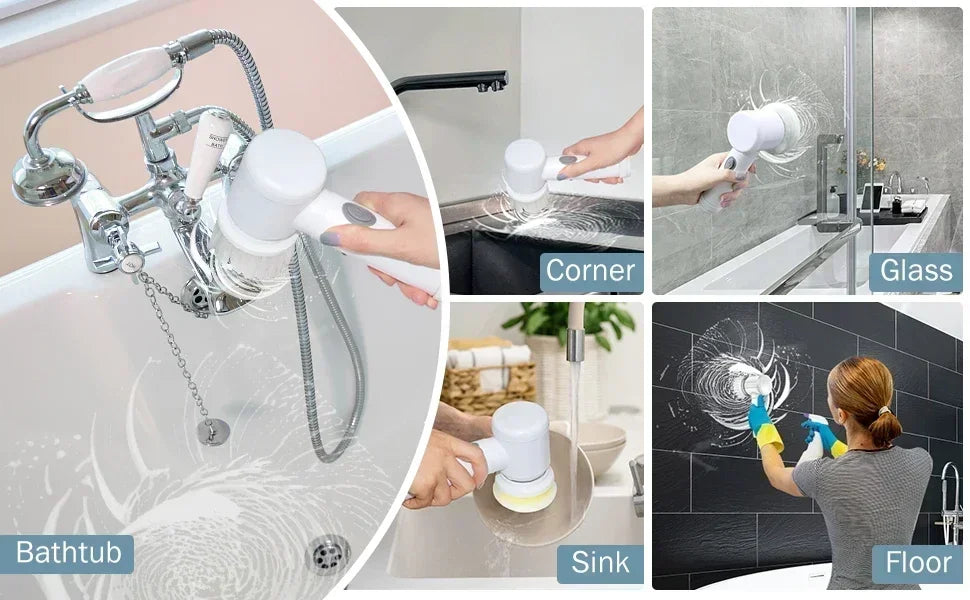 Electric Spin Scrubber β Power Cleaning Brush with 5 Replaceable Heads