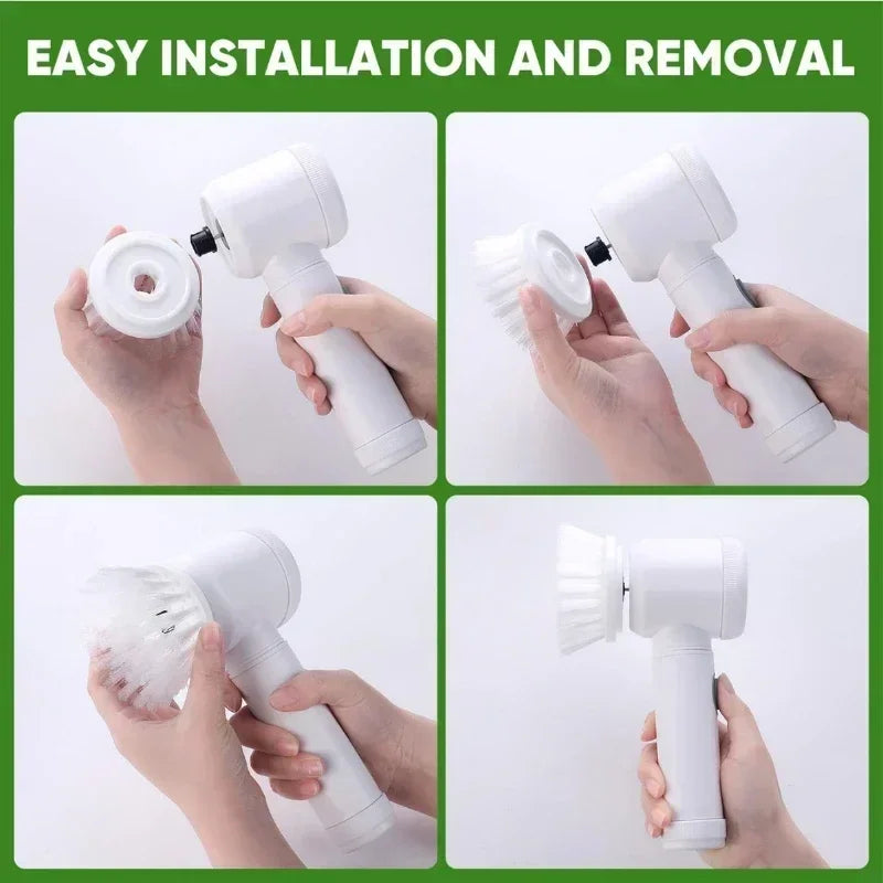 Electric Spin Scrubber β Power Cleaning Brush with 5 Replaceable Heads
