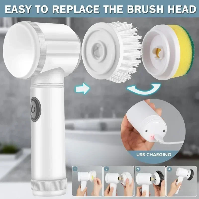 Electric Spin Scrubber β Power Cleaning Brush with 5 Replaceable Heads